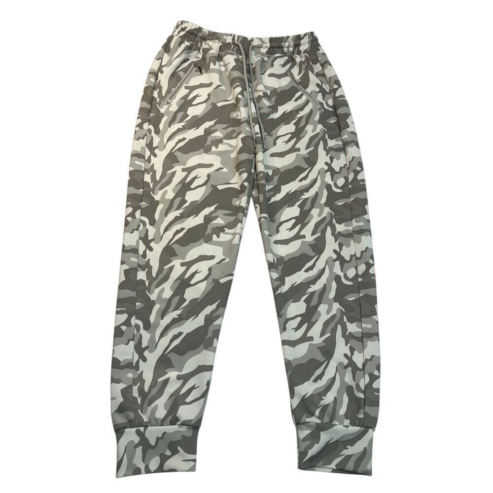 Indero Women's Gray Camouflage Joggers Size L/XL Pockets Loungewear Casual Pants